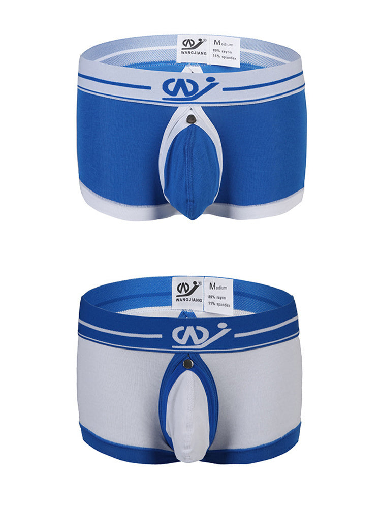 2 Pack Men's Large Pouch Back Opening Sexy Trunks