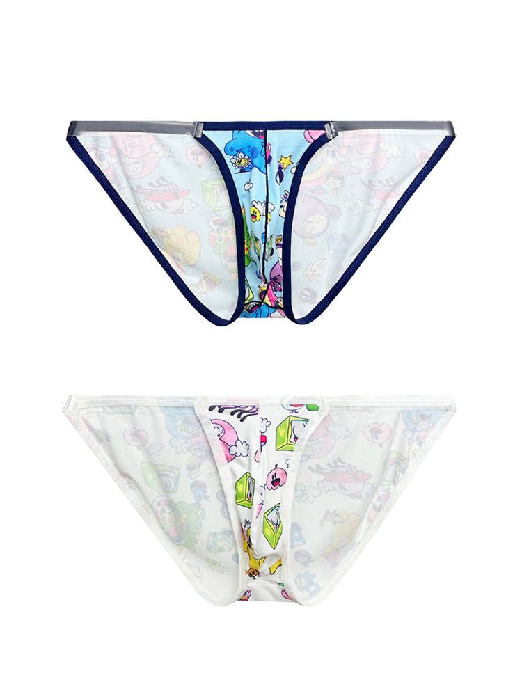 2 Pack Men's Trendy Printed Cartoon Comfortable and Breathable Bikini