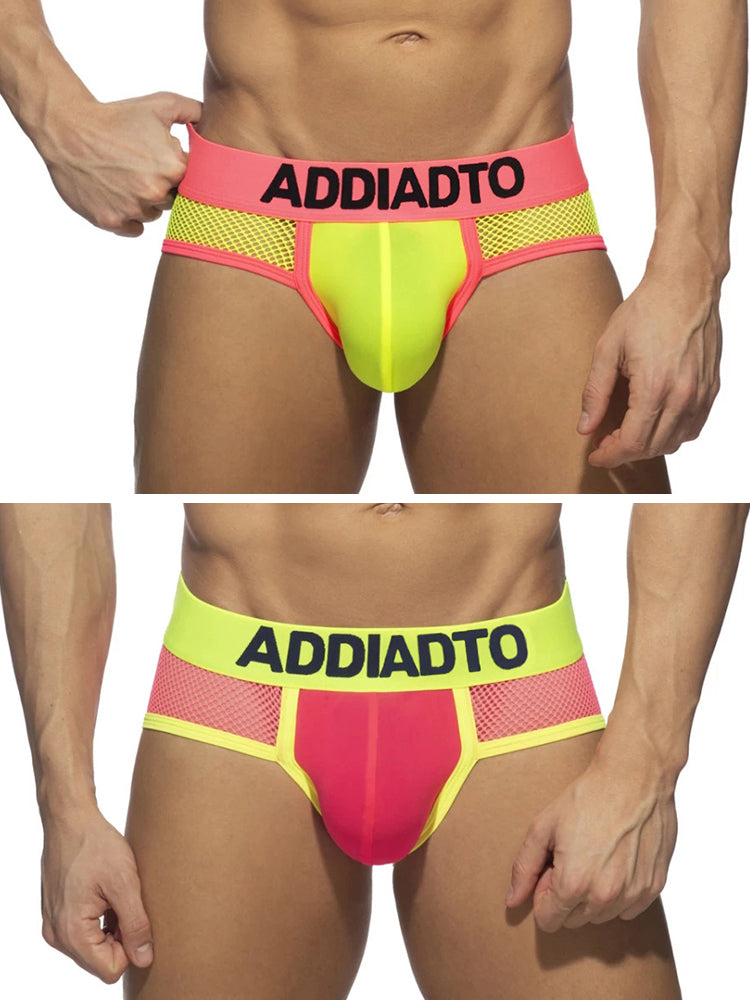 2-pack Men's Neon Mesh High-elastic U-convex Three-dimensional Pouch Sports Briefs