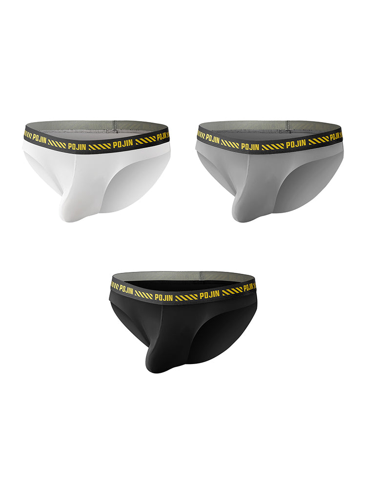 3 Packs of Men's Breathable Sports Ice Silk Seamless Briefs