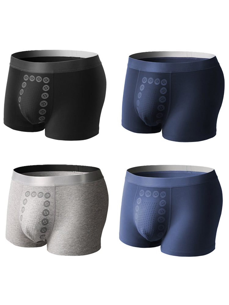 4 Pack Men's Mid-Rise Cotton Antibacterial Breathable Trunks