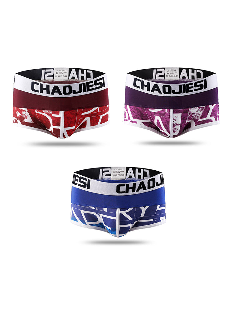 3 Pack Men's Cotton Trendy Youthful Sexy Low-Rise Trunks