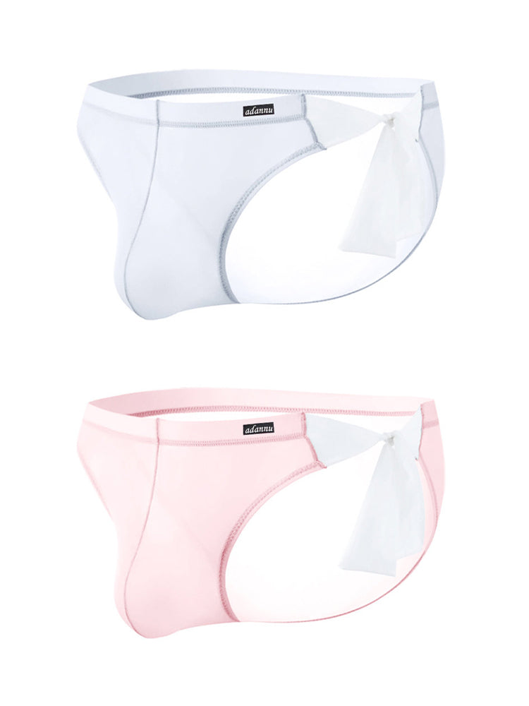 2 Pack Men's Nylon Ultra-Thin Breathable Semi-Transparent Sexy Briefs