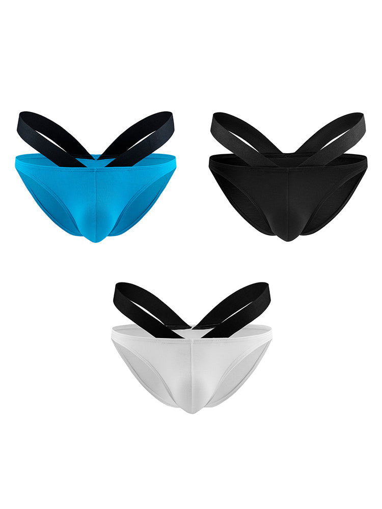 3-pack Men's Double-layer Pouch V-neck Double-waist Bikini
