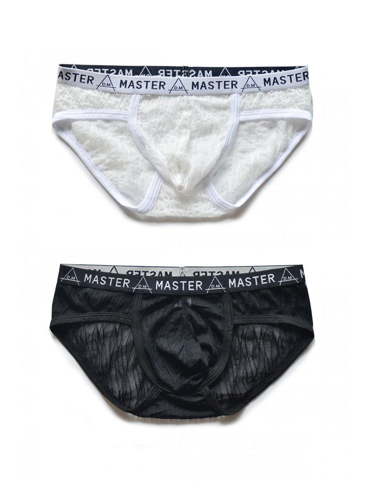 2 Pack Men's Low-Rise Sexy Lace U-Pouch Briefs