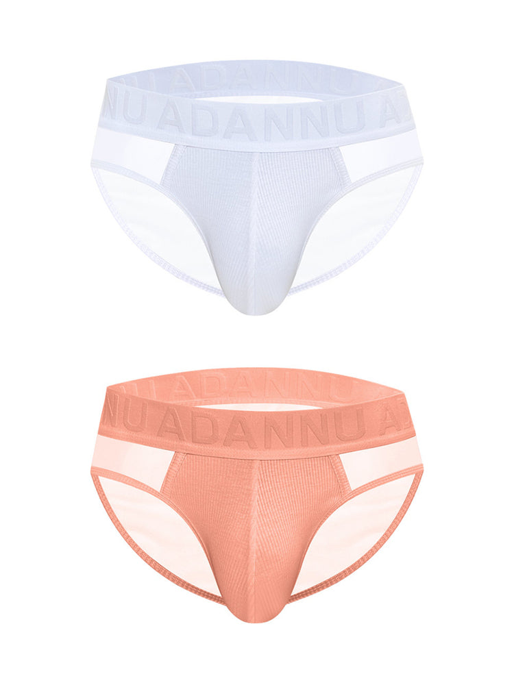 2-pack Men's Sexy Semi-transparent Ribbed Briefs