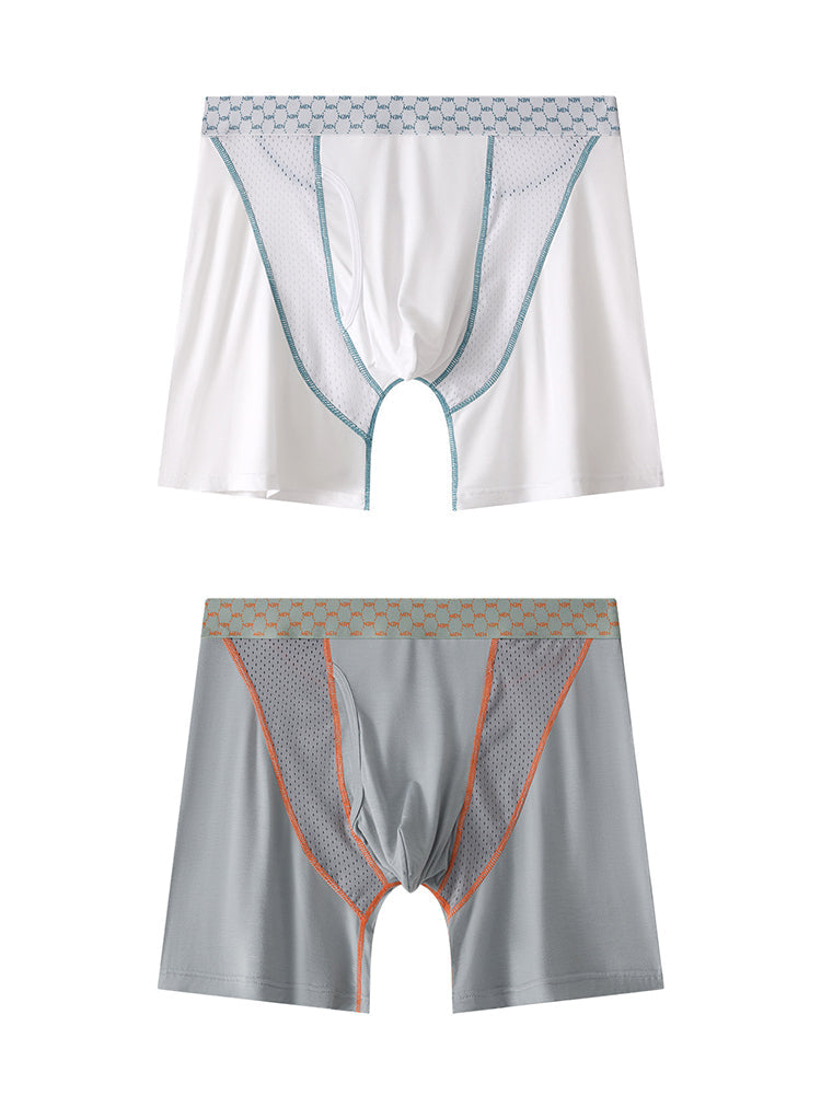 2 Pack Men's Nylon Breathable Sports Anti-Chafing Casual Business Boxer Briefs