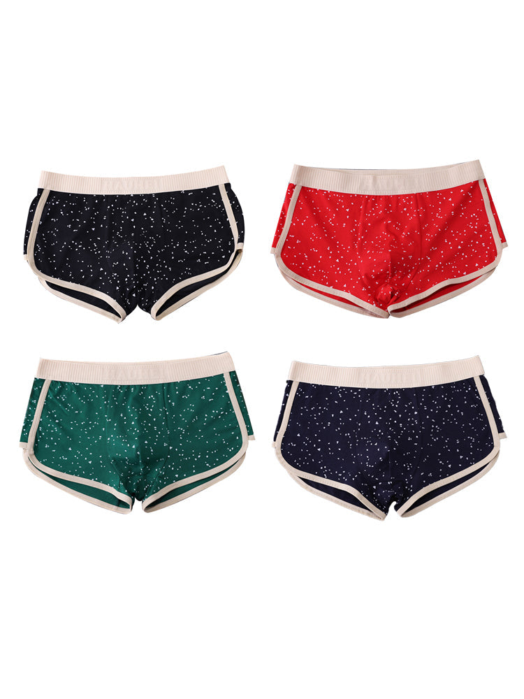 4-pack Men's Starry Sky Pure Cotton Personality Trendy Youth Boxer Briefs
