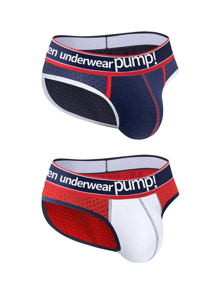 2 Pack Men's Breathable Mesh Comfortable U-convex Large Pouch Sports Briefs