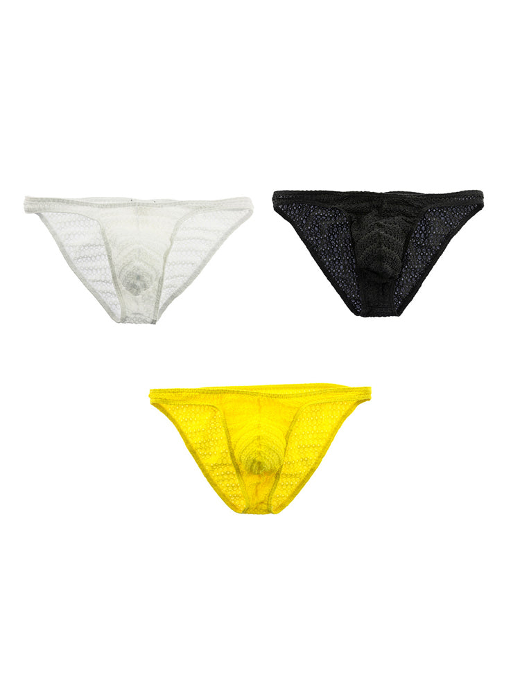 3-pack Men's Low-rise Sexy Mesh Lace Briefs