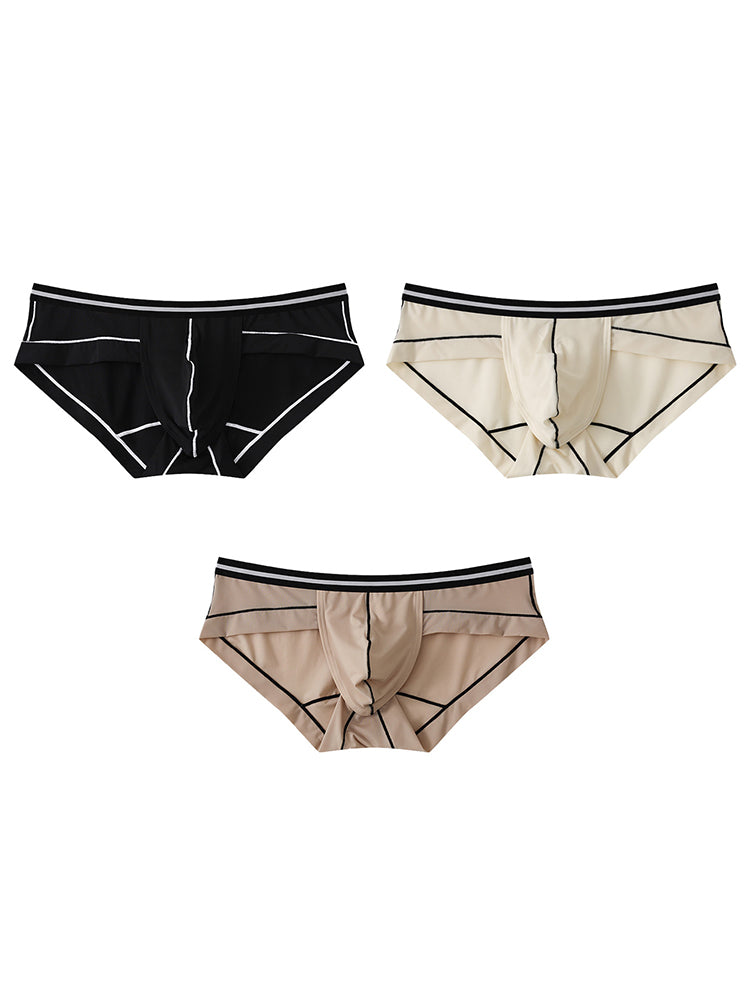 3 Pack Men's Semi-Transparent Comfortable Soft Skin-Friendly Minimalist Briefs