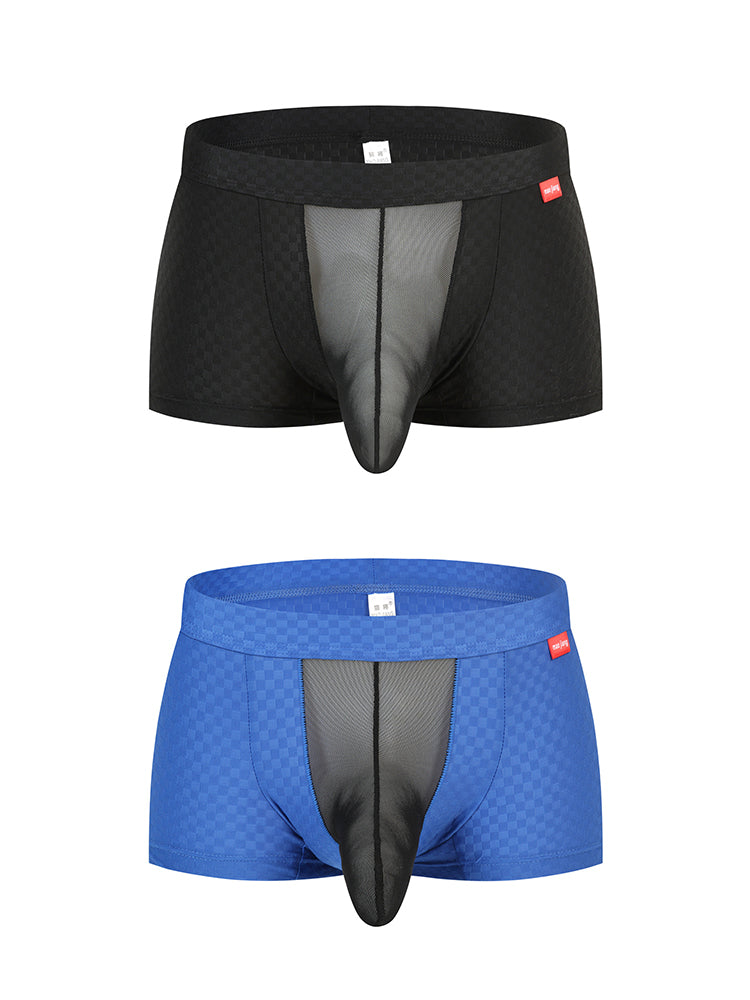 2 Pack Men's U-Pouch Ice Silk Sexy Trunks