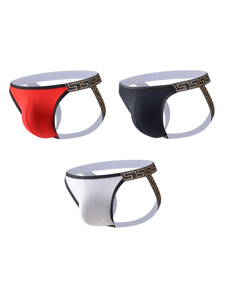 3 Pack Men's Large Pouch Low-Rise Sexy Jockstrap