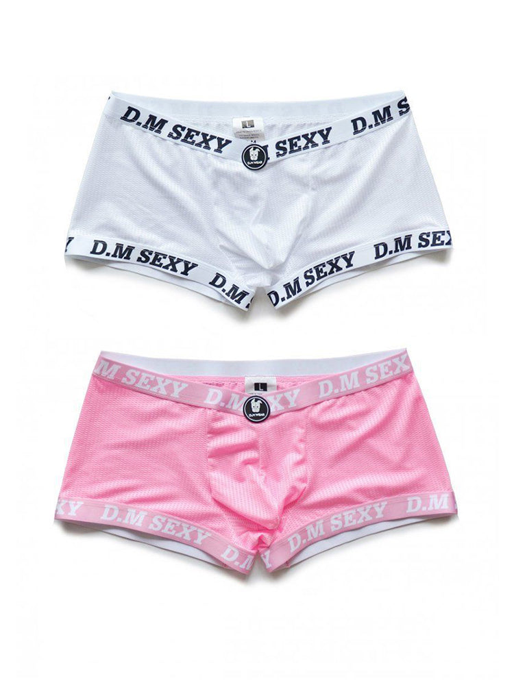 2 Pack Men's Low Waist Mesh Breathable Sports Trunks