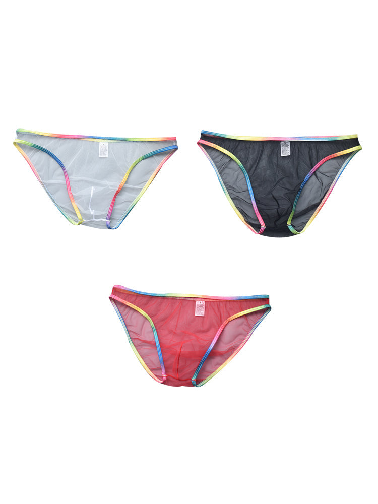 3-pack Men's Ultra-sheer Rainbow-edge Mesh Briefs
