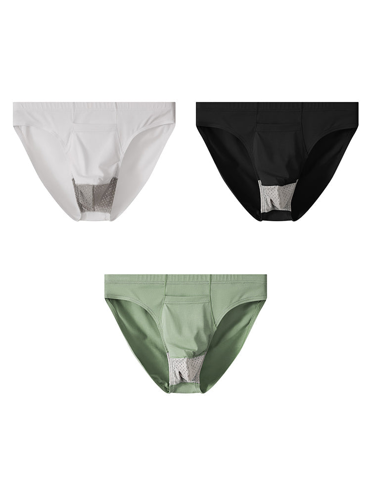 3 Pack Men's Sexy Mesh Breathable Gun Egg Separation Cotton Briefs