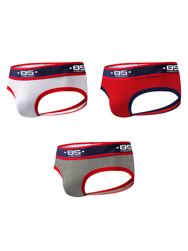 3 Pack Men's Low-Rise Open-Back Sexy Jockstraps