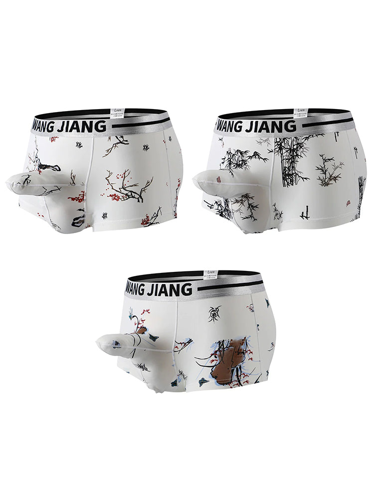 3 Pack Men's Ice Silk Dual Pouch Trunks