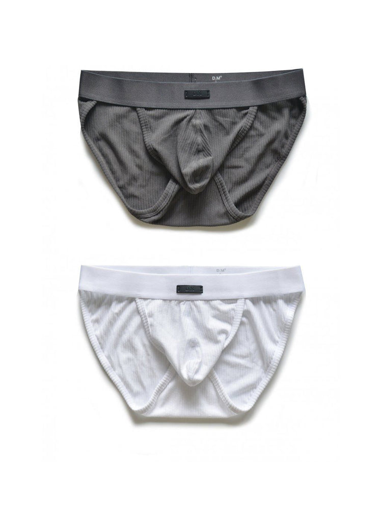 2 Pack Men's Low-rise High-cut Solid Briefs