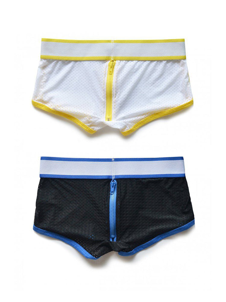 2 Pack Men's Fashionable Low-Rise Zipper Trunks
