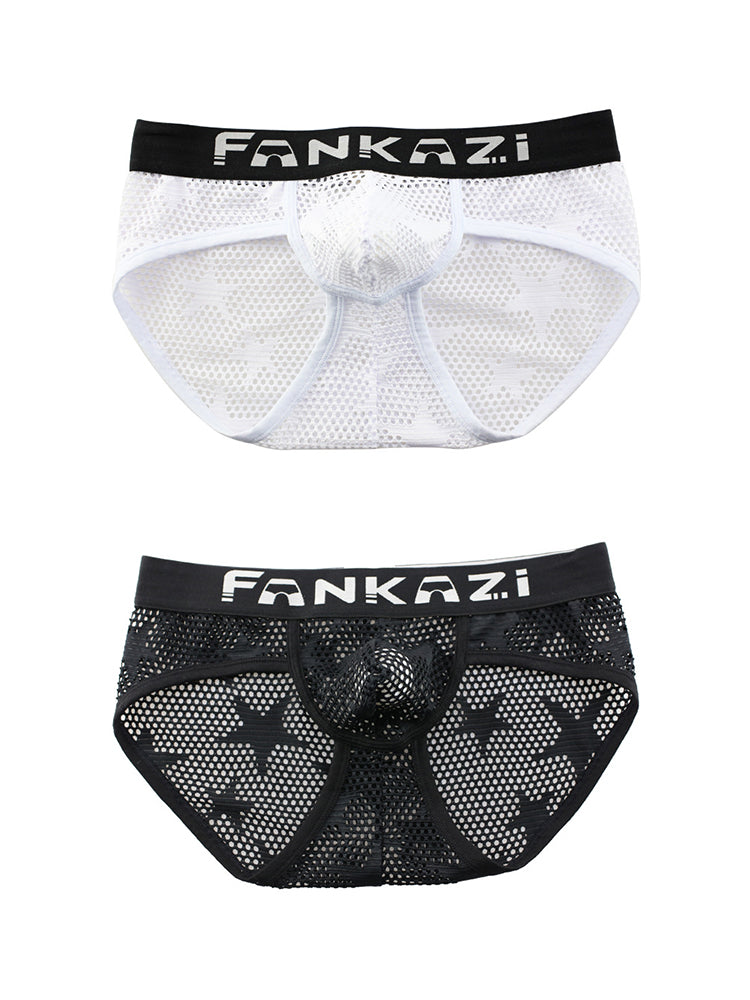 3-pack Men's Sexy Star Mesh Breathable Hollow U-shaped Convex Pouch Briefs
