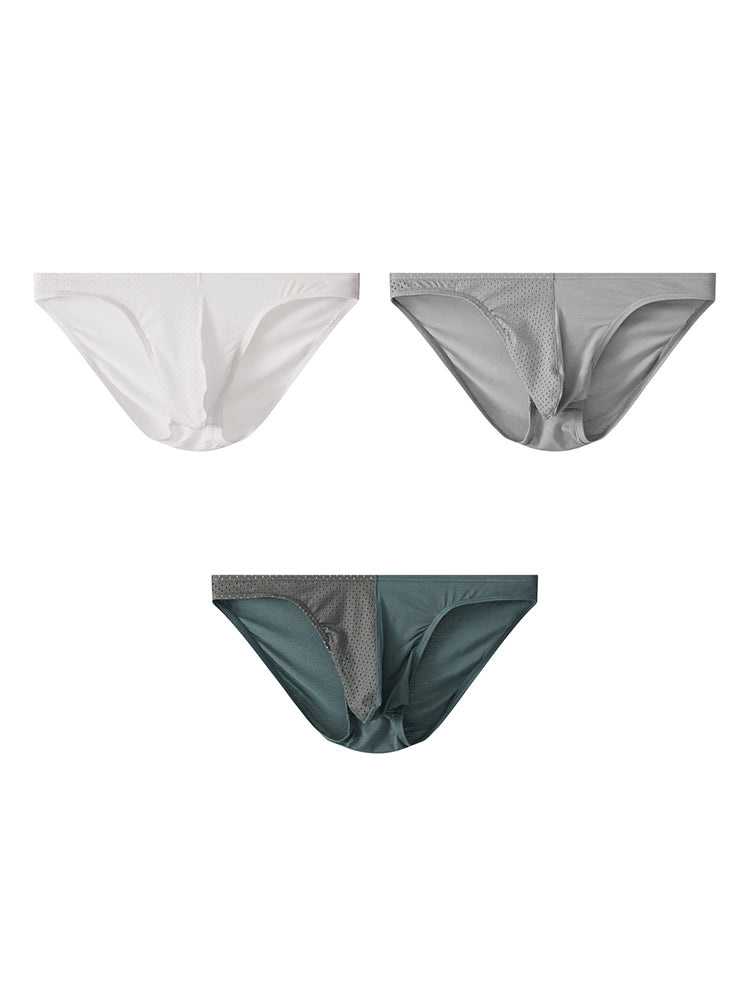 3 Pack Men's Mesh Sexy Low Waist Big Pouch Briefs