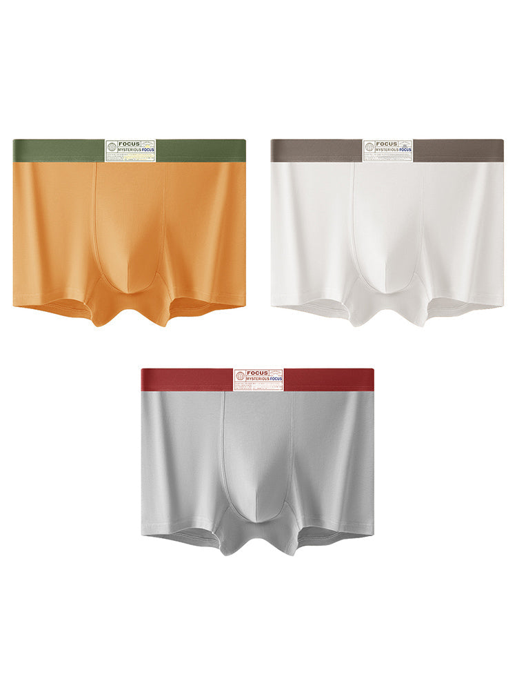 3 Pack Men's Cotton Breathable Antibacterial Quick-Dry U-Shaped Trunks