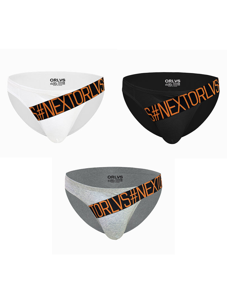 3 Pack Men's Low Rise Cotton Sexy Fashion U Convex Comfort Briefs