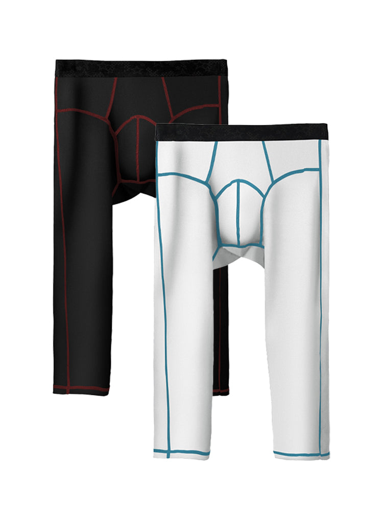 2-pack Men's Large Size High Elastic U-shaped Convex Pocket Warm Cropped Trousers