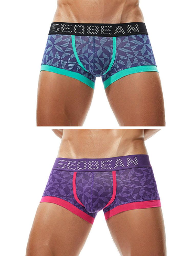 2 Pack Men's Contoured Pouch Cotton Trunks