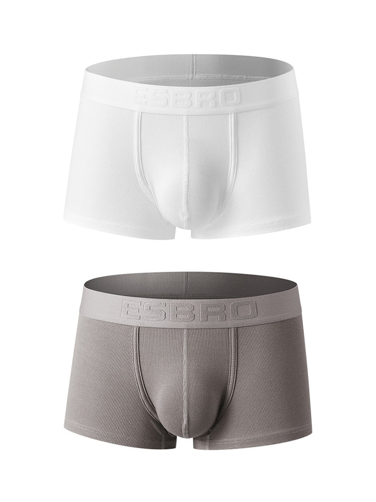 2 Pack Men's Single-Layer U-Pouch Ribbed Sweat-Absorbing Breathable Trunks