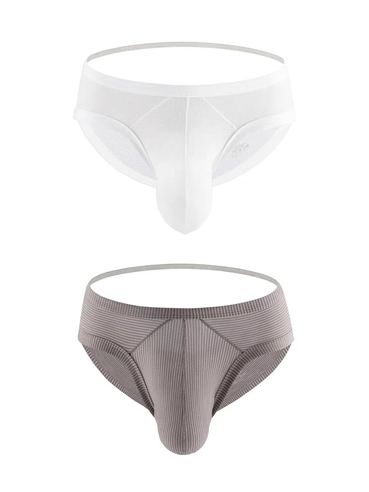 2 Pack Men's Low Rise Back Hollow 3D U-convex Large Pouch T-Back Briefs
