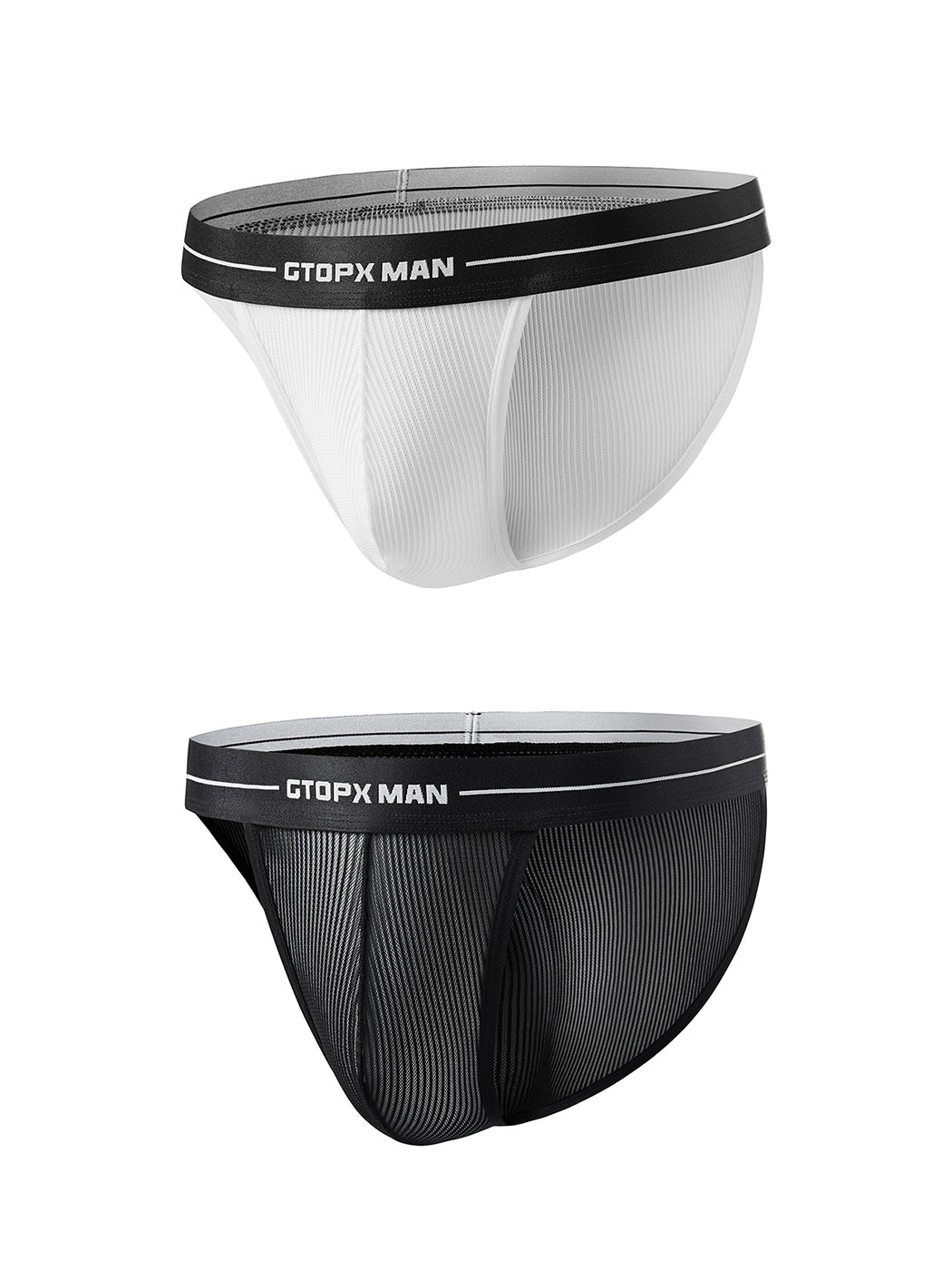 2 Pack Men's Sexy Striped Mesh Briefs