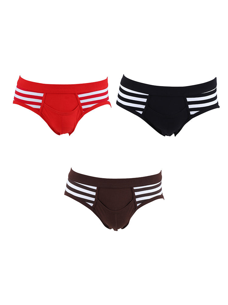 4 Pack Men's Mid-Rise Cotton Striped Briefs