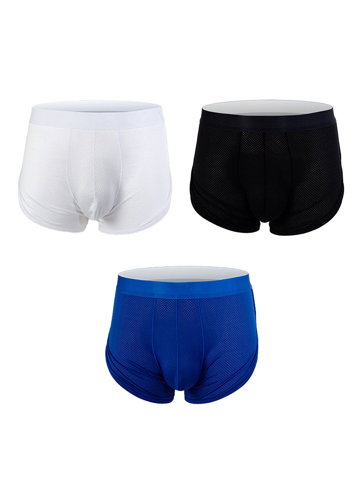 3 Pack Men's Mid Waist Breathable Mesh Home Aloha Boxers