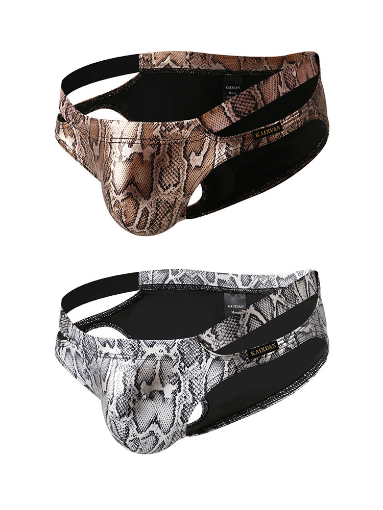 2-pack Men's Snake Print Hollow Briefs