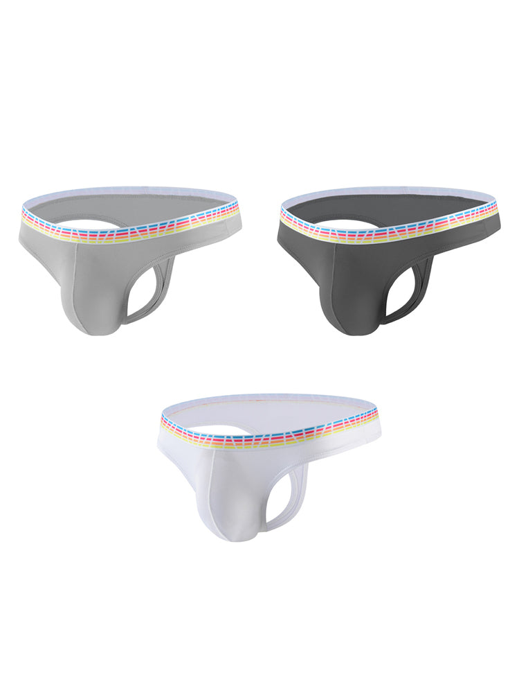 3 Pack Men's Ice Silk Middle-Rise Summer Thongs