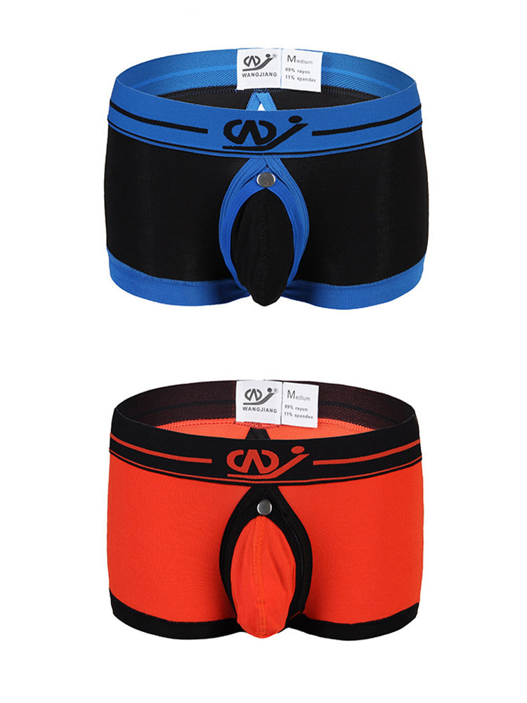 2 Pack Men's Large Pouch Back Opening Sexy Trunks
