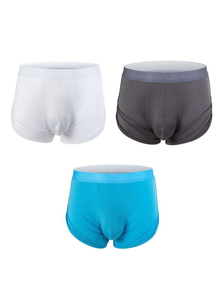 3 Pack Men's Mid Waist Breathable Mesh Home Aloha Boxers