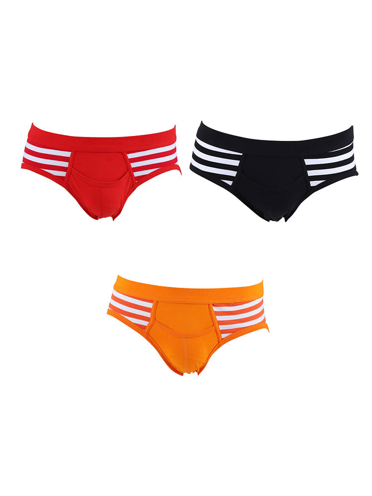 4 Pack Men's Mid-Rise Cotton Striped Briefs