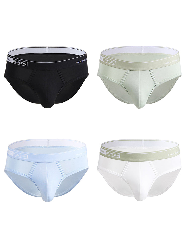 4 Pack Men's Modal Skin-Friendly Solid Color Mid-Rise Briefs