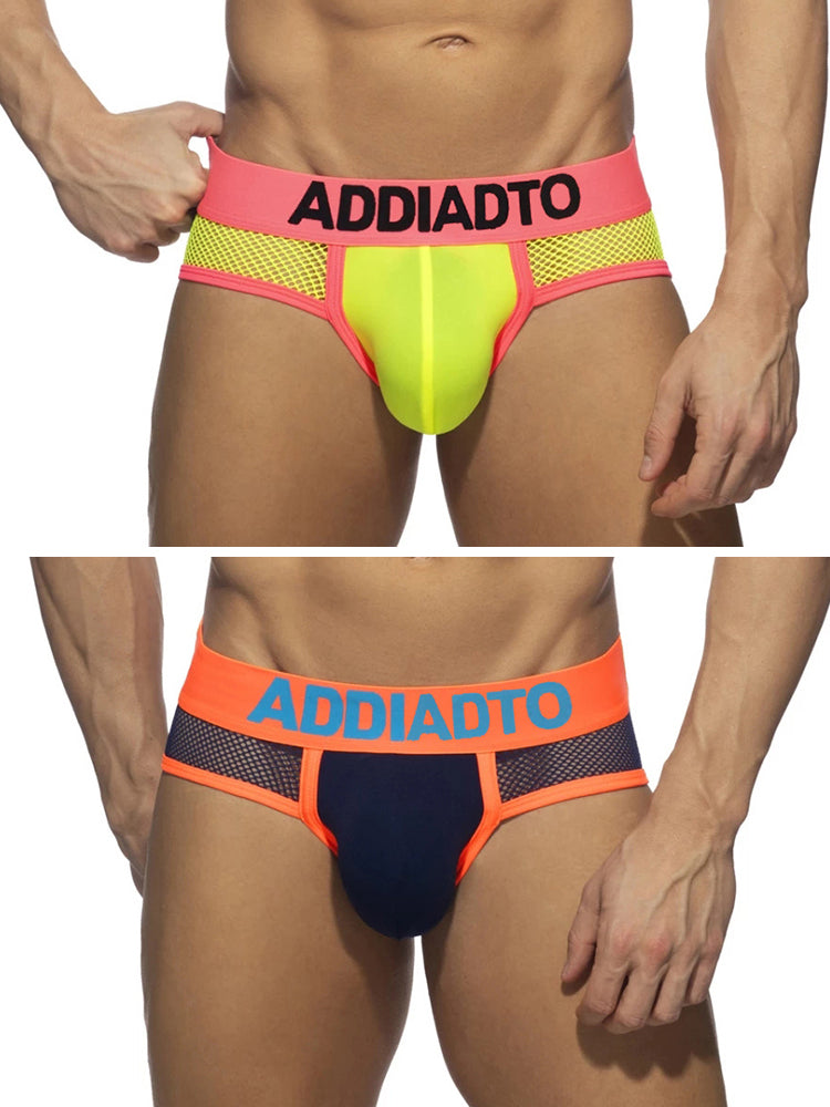 2-pack Men's Neon Mesh High-elastic U-convex Three-dimensional Pouch Sports Briefs