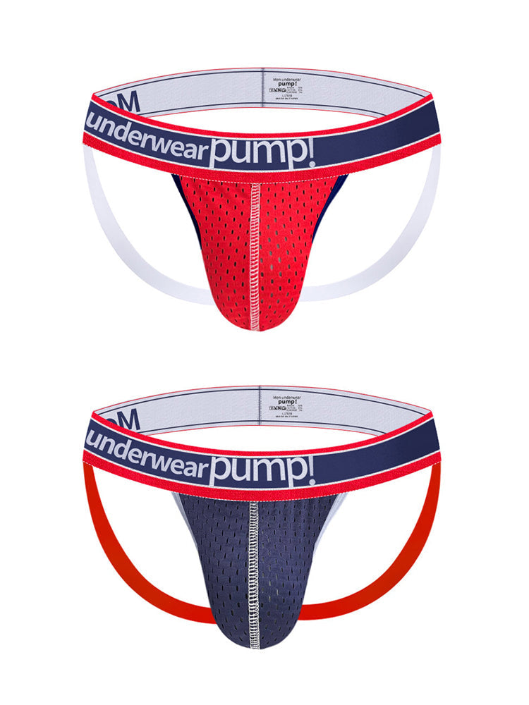 2 Pack Men's Sexy Elastic Waist Micro Mesh Cup Thong