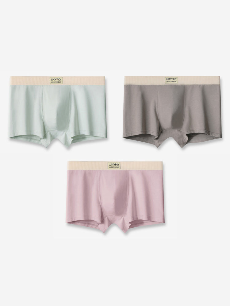 3 Pack Men's Cotton Mid-Rise Breathable Sports Tights Men's Boxer Briefs
