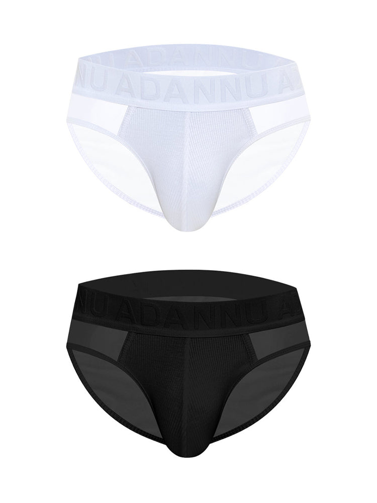 2-pack Men's Sexy Semi-transparent Ribbed Briefs