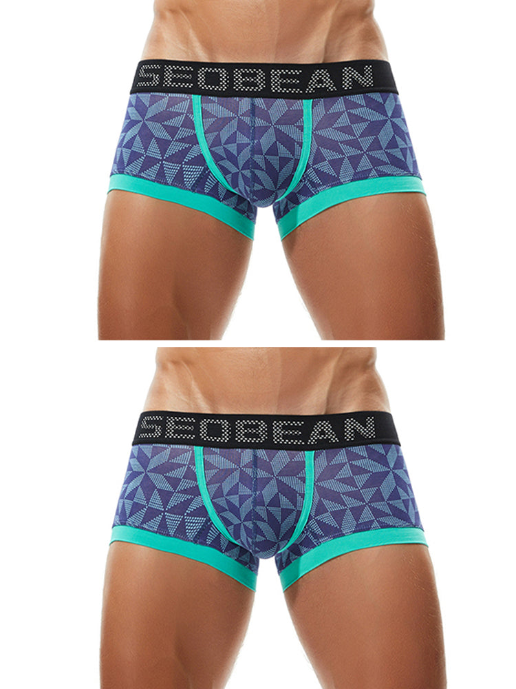 2 Pack Men's Contoured Pouch Cotton Trunks