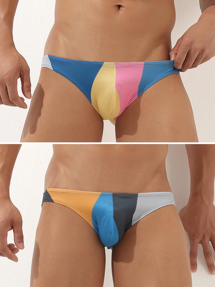 2 Pack Men's Low-Rise Color-Blocking Briefs