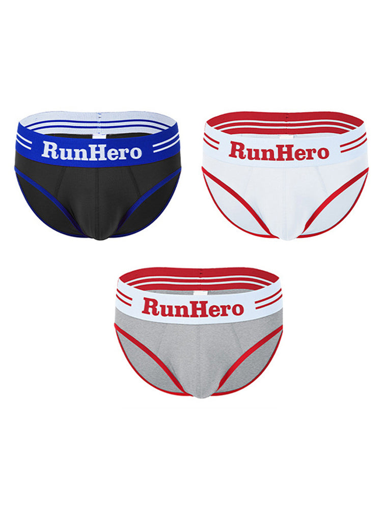 3 Pack Men's Low-Rise Sports Breathable Fitness Hip-Lifting Cotton Briefs