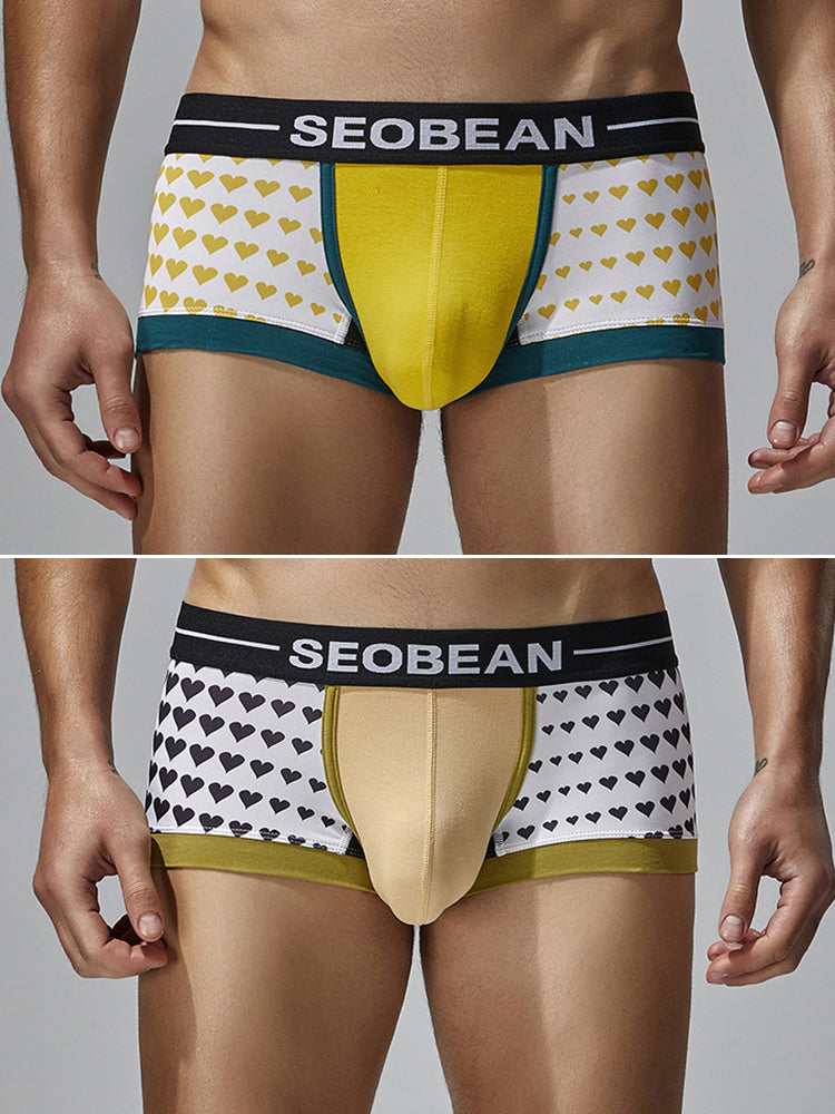 2 Pack Men's Low Rise Sexy Heart U-Shaped Pouch Boxer Briefs