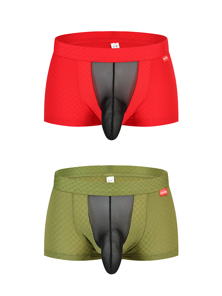 2 Pack Men's U-Pouch Ice Silk Sexy Trunks
